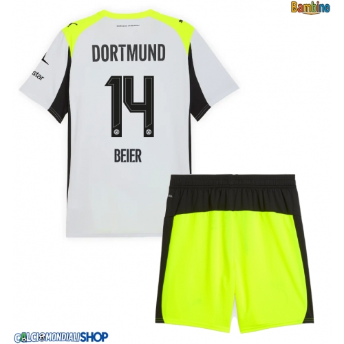 Maglie da calcio Borussia Dortmund Maximilian Beier #14 Seconda Maglia Bambino 2025-26 Manica Corta + Pantaloni corti)